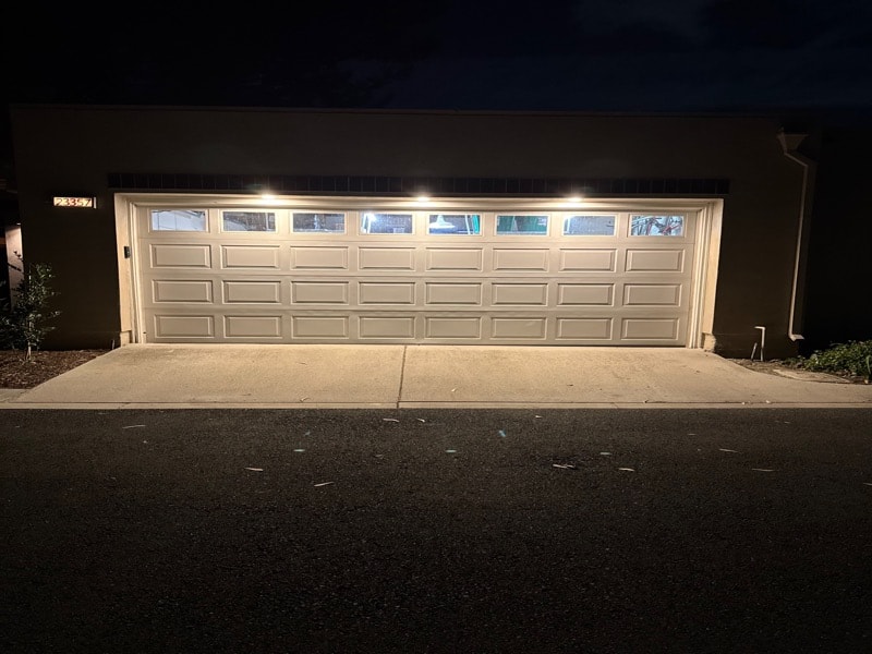 Garage door lighting upgrade - recessed LED installation for improved visibility